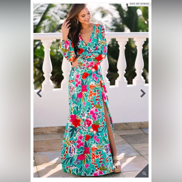 Floral Maxi Dress Long Sleeves size M - Picture 4 of 9